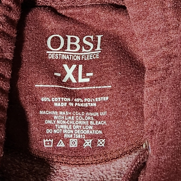 Obsi Sweatshirt Mens Sz XL Maroon Fleece Hoodie San Francisco Spell Out - Picture 4 of 7